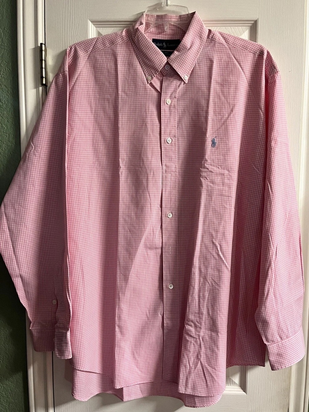 Ralph Lauren Men’s Pink Mini-Check Button-Down Dress Shirt XL
